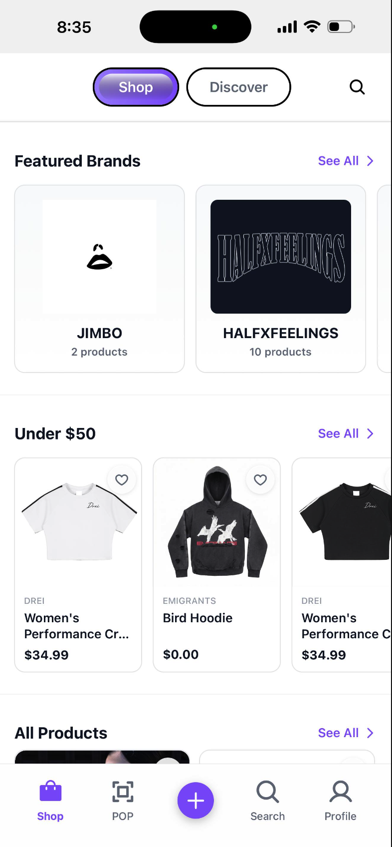 Shop the look screen